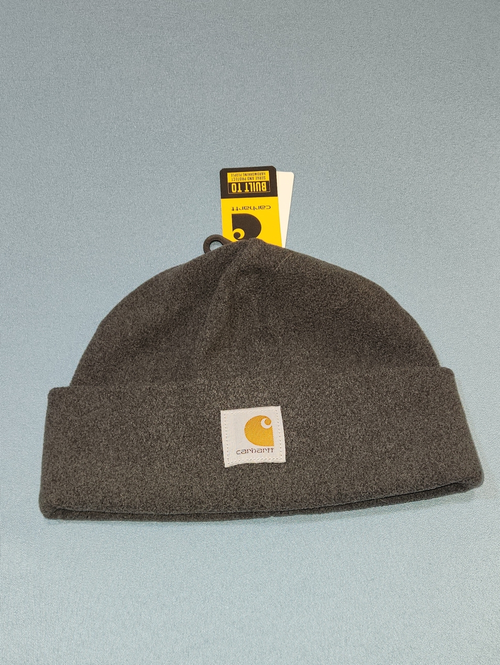 NWT Carhartt Dark Gray Fleece Beanie with Logo Patch